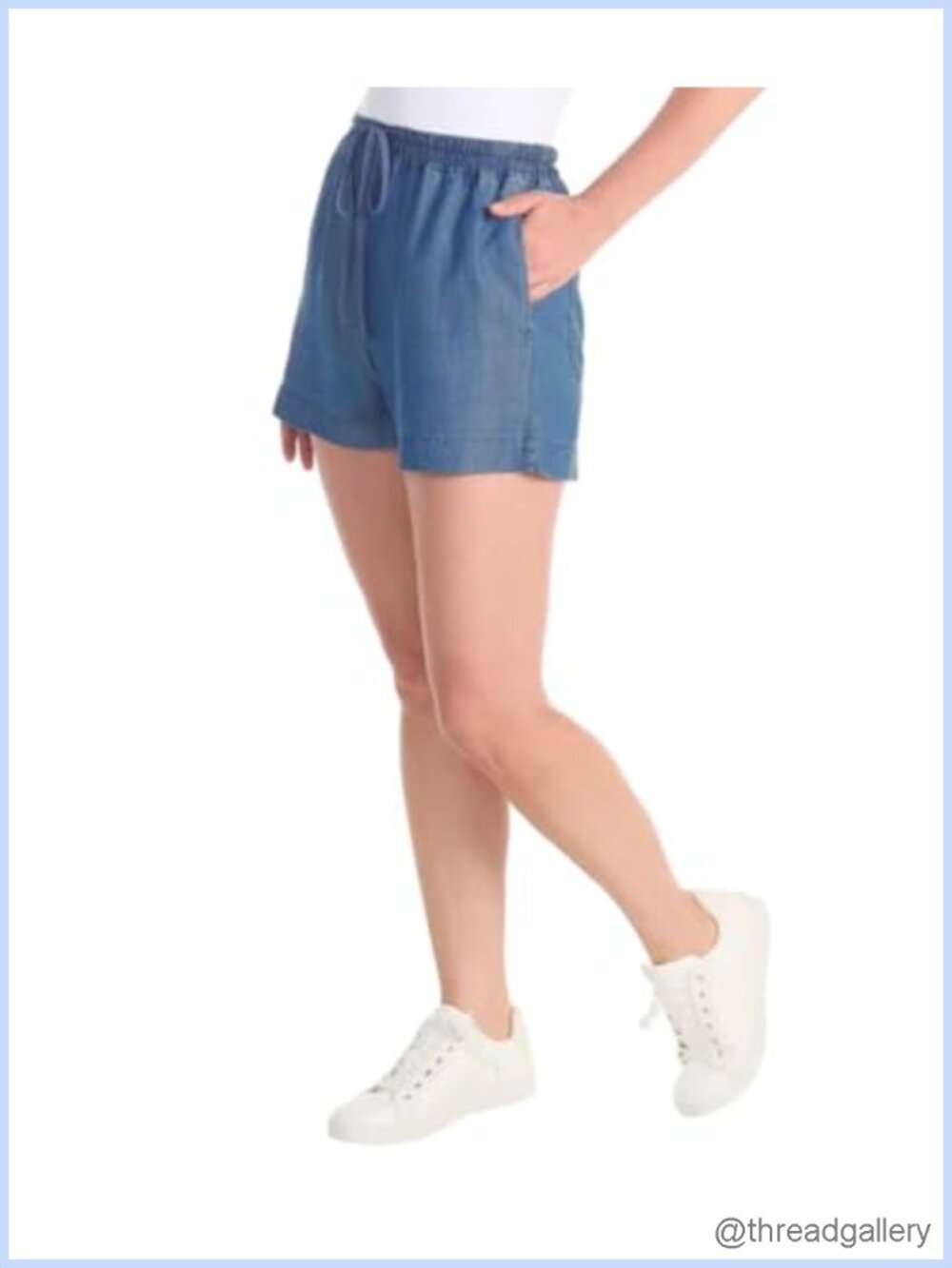 Pull-On Tencel Shorts with Pockets Elastic Waist Drawcord Active